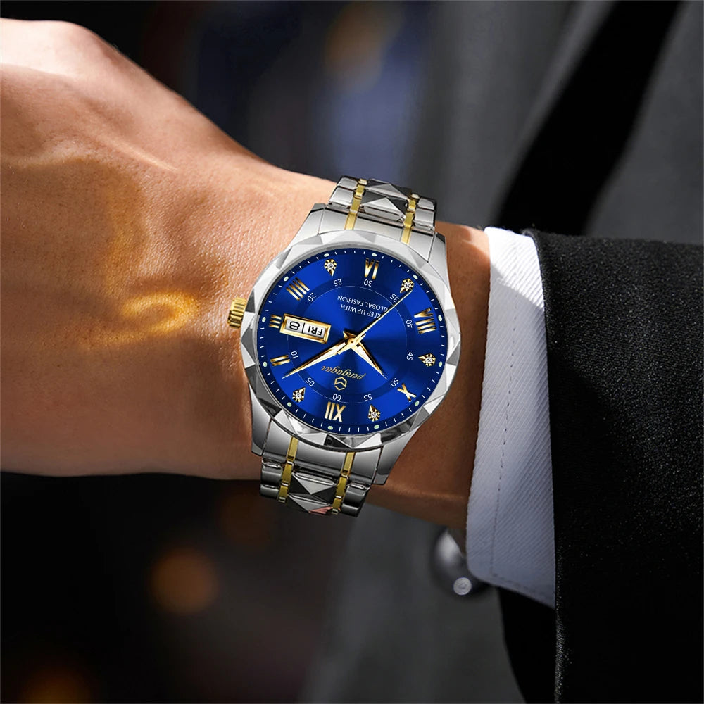PENGAGAR Luxury Square Sport Man Wristwatch Waterproof Luminous Chronograph Quartz Men's Watches Stainless Steel Men Watch Reloj