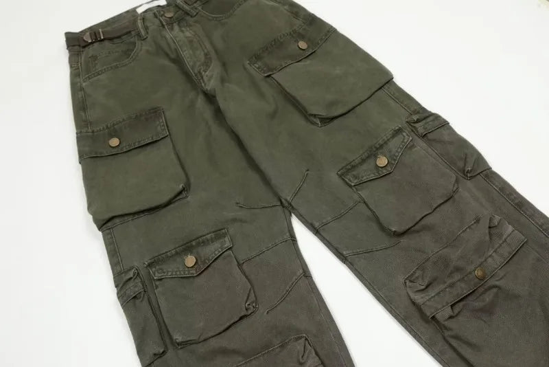 TARUXY Multiple Pockets Cargo Pants For Women Loose High Waist Fashion Sweatpants Women's Baggy Streetwear Pant Woman Trousers