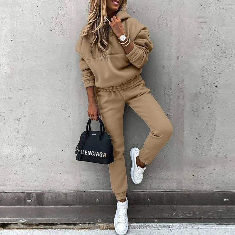 Autumn Winter Casual Sweatshirt Sports Outfits Women Fashion Long Sleeve Hooded Tops And Pants Two Piece Sets Women's Loose Suit