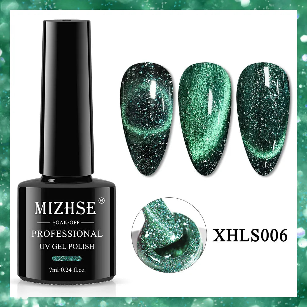 MIZHSE 7ML Reflective Top Coat Gel Nail Polish Shiny Glitter Vernis Semi Permanent Varnish Nail Gel Polish for Manicure Nail Art