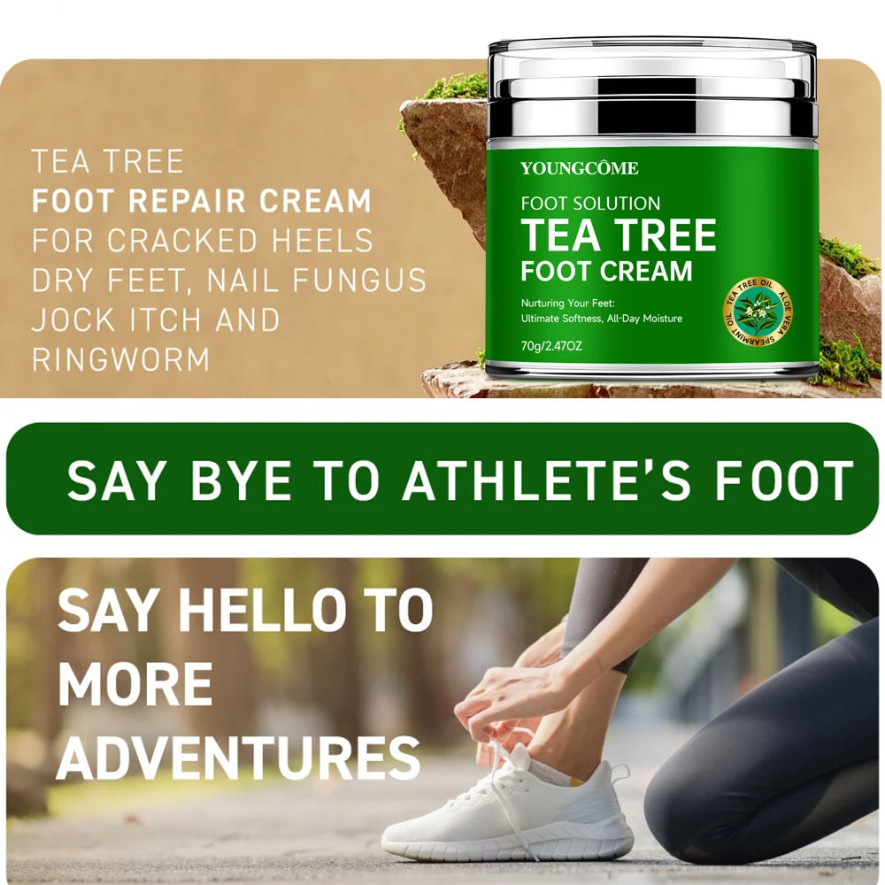 Tea Tree Foot Cream moisturizer with aloe vera and tea tree oil to deeply nourish the skin, for dry and rough skin, daily hand