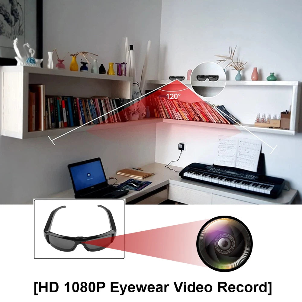 New Glasses With 1080P Outdoor Sports Camera Mini Wifi Intelligent Headset Glasses 110 Wide Angle Lens APP Control Action Camera