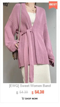 [EWQ] Khaki Fashion Woolen Coat With Belt Women Long Sleeve Elegant Lapel Wool Jacket Outwears 2025 Autumn Winter New 16U5035