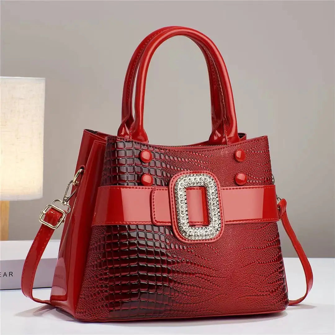 Fashionable New Women's 3-Layer Handbag Trendy Bright Leather Shoulder Bag Large Capacity Crossbody City Commuter Tote Bag Women