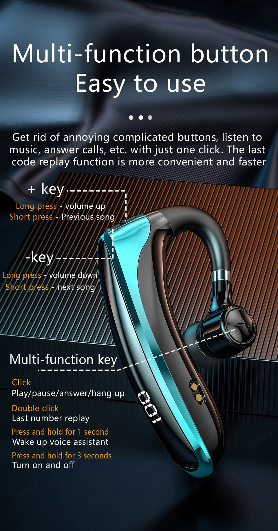 Wireless Bluetooth Headphones With Microphon Earphone ENC Noise Cancelling Handsfree Talking Headset Busines Auriculares Driving