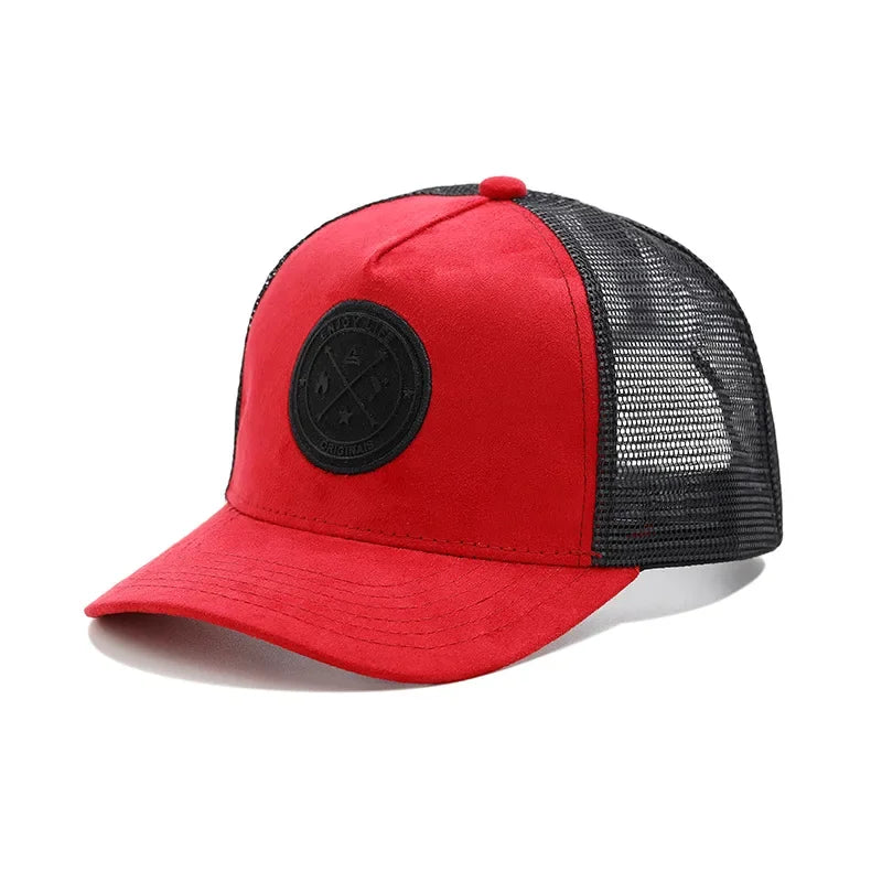 New round label letter grid baseball cap Spring and autumn outdoor men's and women's casual sunshade cap