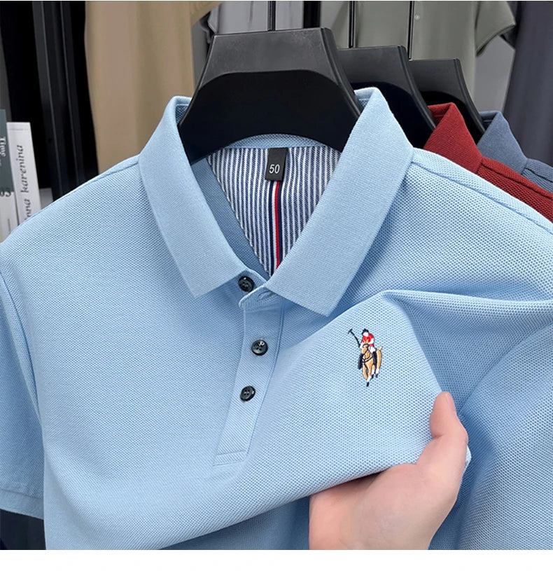 High end brand 100% cotton short sleeve polo shirt luxury pony embroidery men's summer comfort fashion designer new Paul T-shirt