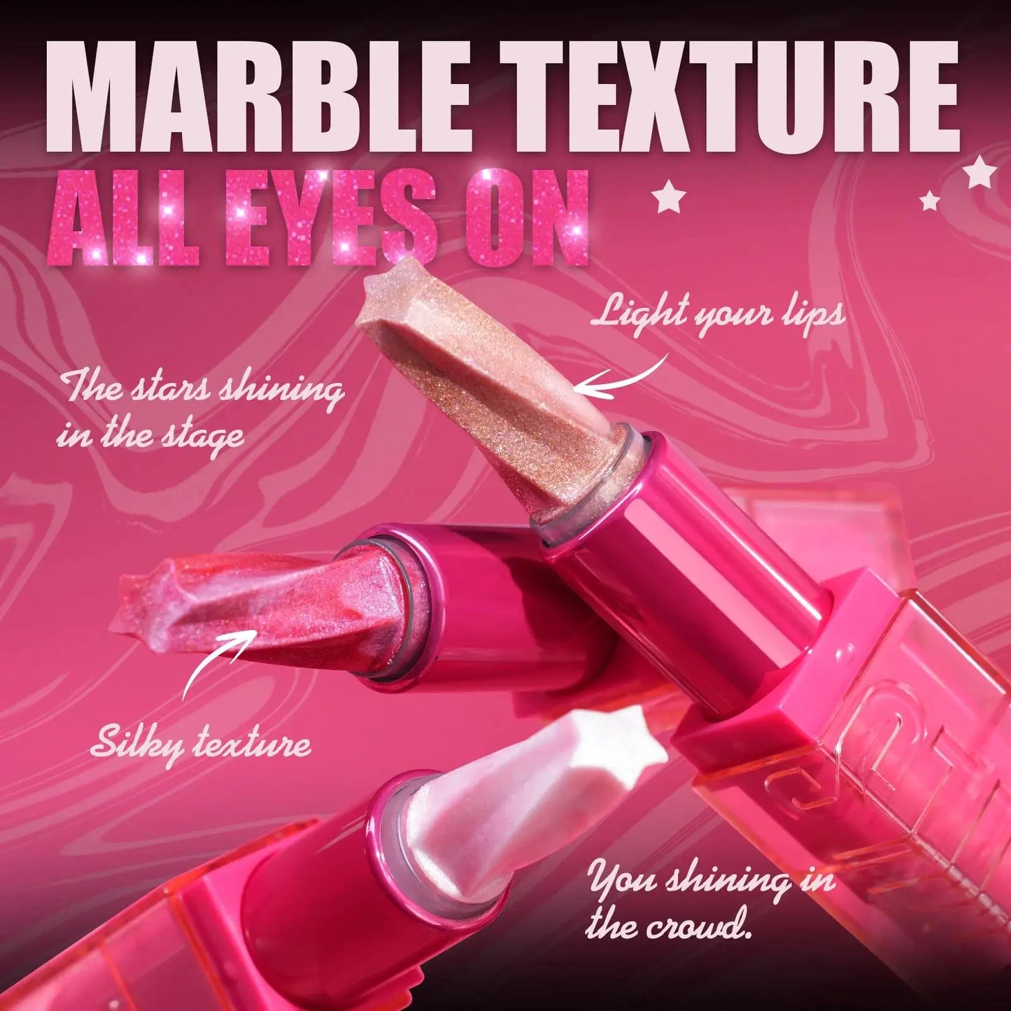 Spiral Star Lipstick Moisturizing Waterproof Matte Glitter Marble Non Stick Long Lasting Lip Gloss Pearlescent Shine