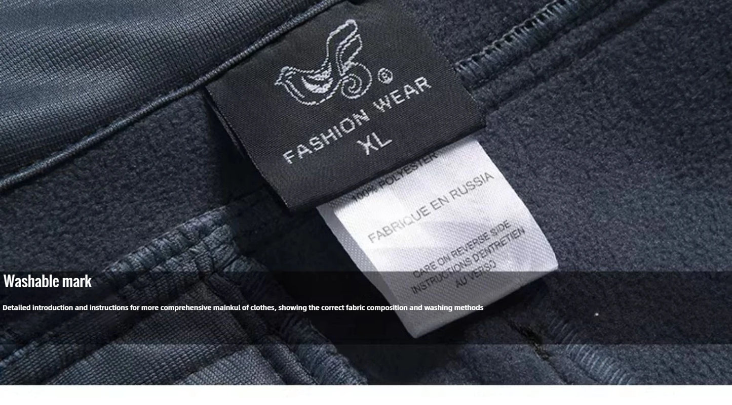 2024 Big Size Waterproof Pants Men Soft Shell Fleece Warm Trousers Male Outdoor Plus Large 9XL 4XL 8XL Work Winter Autumn Black