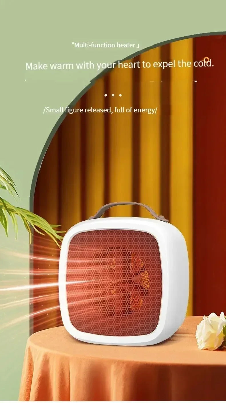 Home mini multifunctional air heater, USB silent powerful small square heater, fast heating fan, office desktop electric heater.