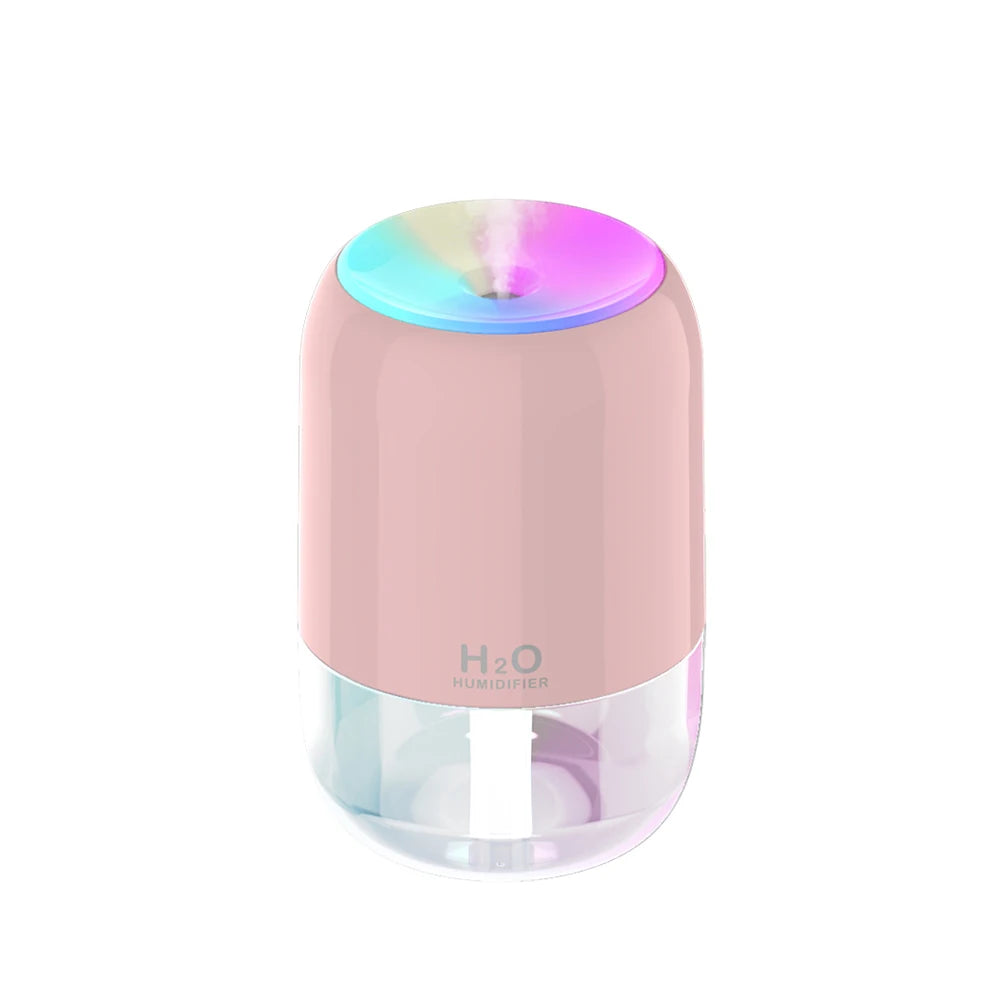 Colorful Cool Mist Mini Humidifier 300ml USB Personal Desktop Humidifiers for Car Office Home Travel, Auto Shut-Off 2 Mist Modes