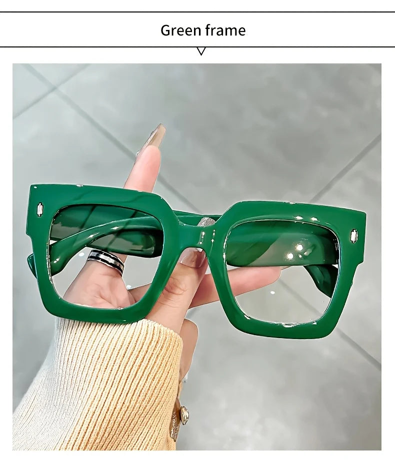 Vintage Glasses Square Full Rim Spectacles Unisex, Anti-Reflective Coating, Fashionable Transparent Lenses, Daily Wear Eyewear