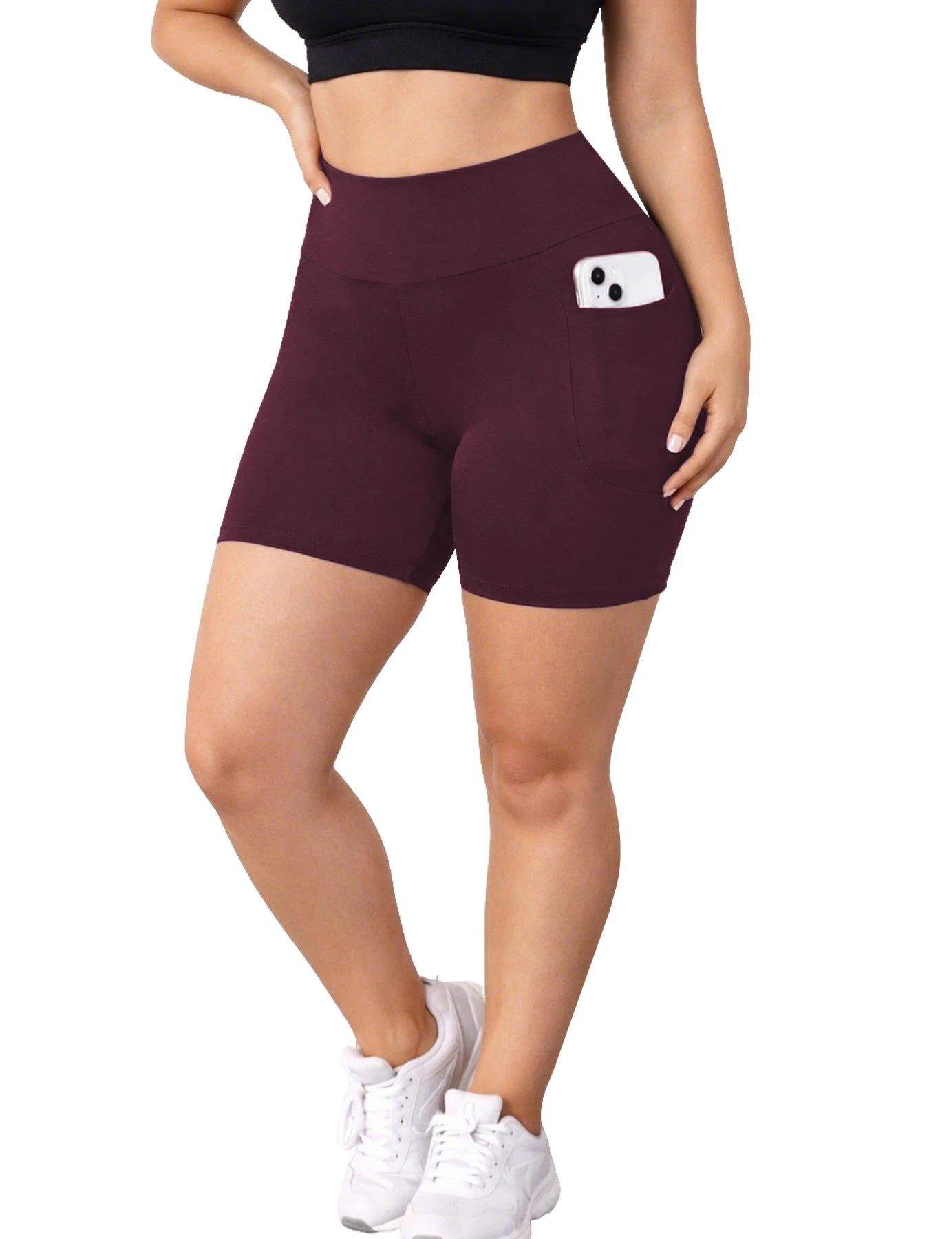 Plus Size Workout Shorts for Women High Waisted Biker with Pockets Super Soft No See Through Tummy Control
