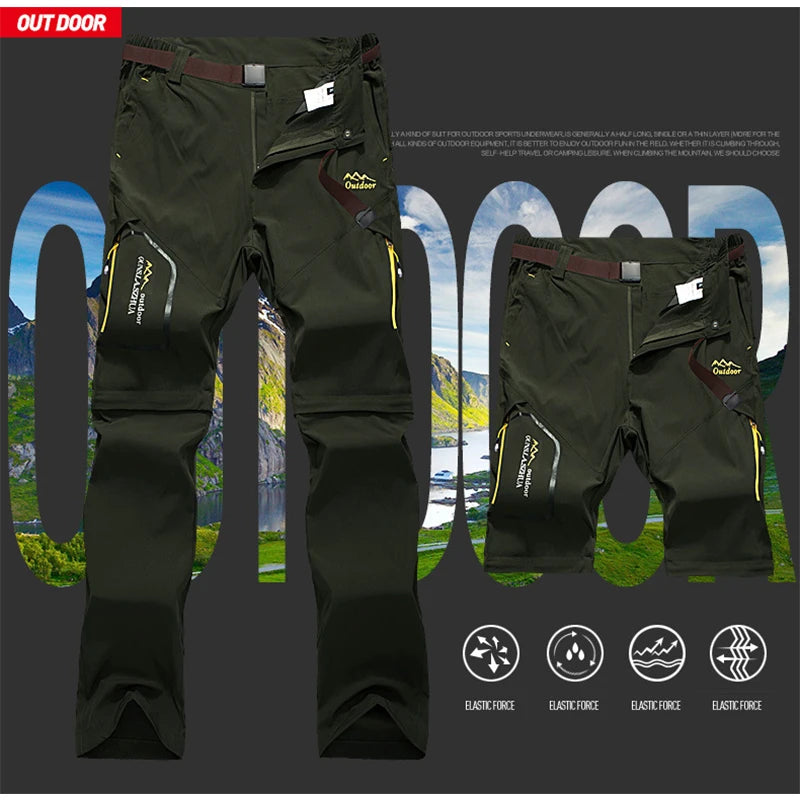 Spring Hiking Pants Men Waterproof Can be converted into shorts Fishing Wear Climbing Clothes Quick Dry Anti-UV Trousers