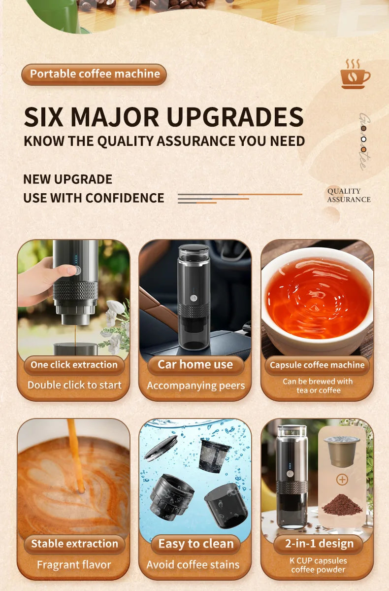 JFBONIN Electric Portable Coffee Machine Capsule Ground Coffee Brewer for Coffee Powder And Coffee Capsule - Coffee Maker