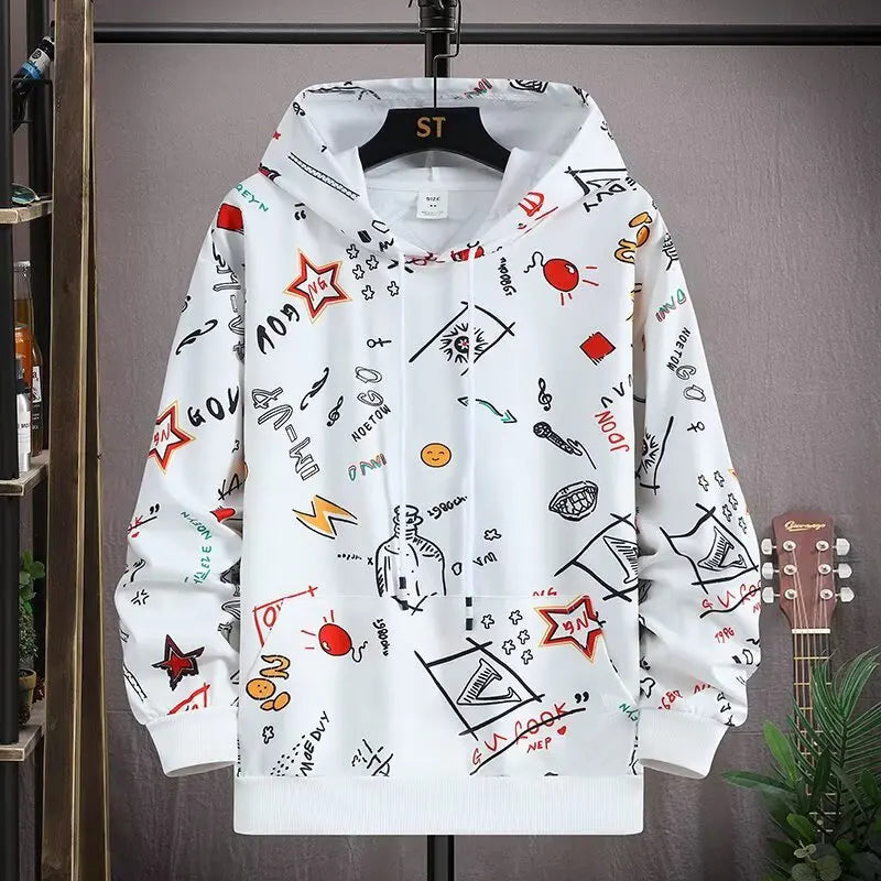 Spring New Arrival Men's Pullover Hoodie Korean Style High Street Harajuku Hooded Sweatshirt  Loose Fit Fashion Men's Clothing