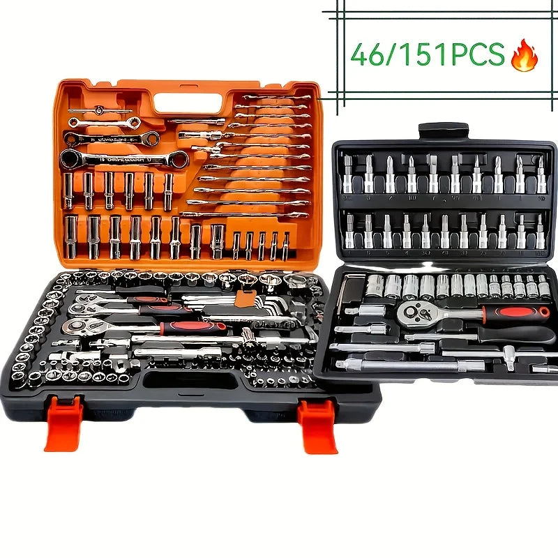 46/151pcs automotive machinery tool kits - high-quality and multi-screwdriver sets, bicycle and motorcycle repair tools
