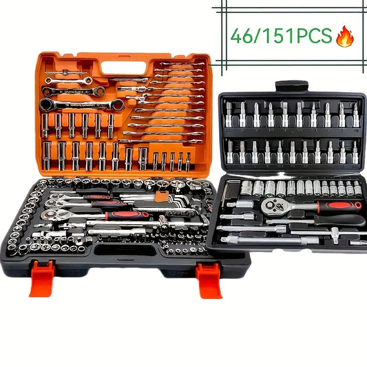 46/151pcs automotive machinery tool kits - high-quality and multi-screwdriver sets, bicycle and motorcycle repair tools
