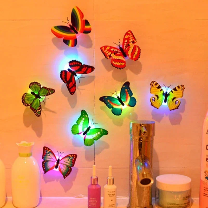 Butterfly Night Lights Pasteable 3D Butterfly Wall Stickers Lamps Home Decoration DIY Living Room Wall Sticker Lighting
