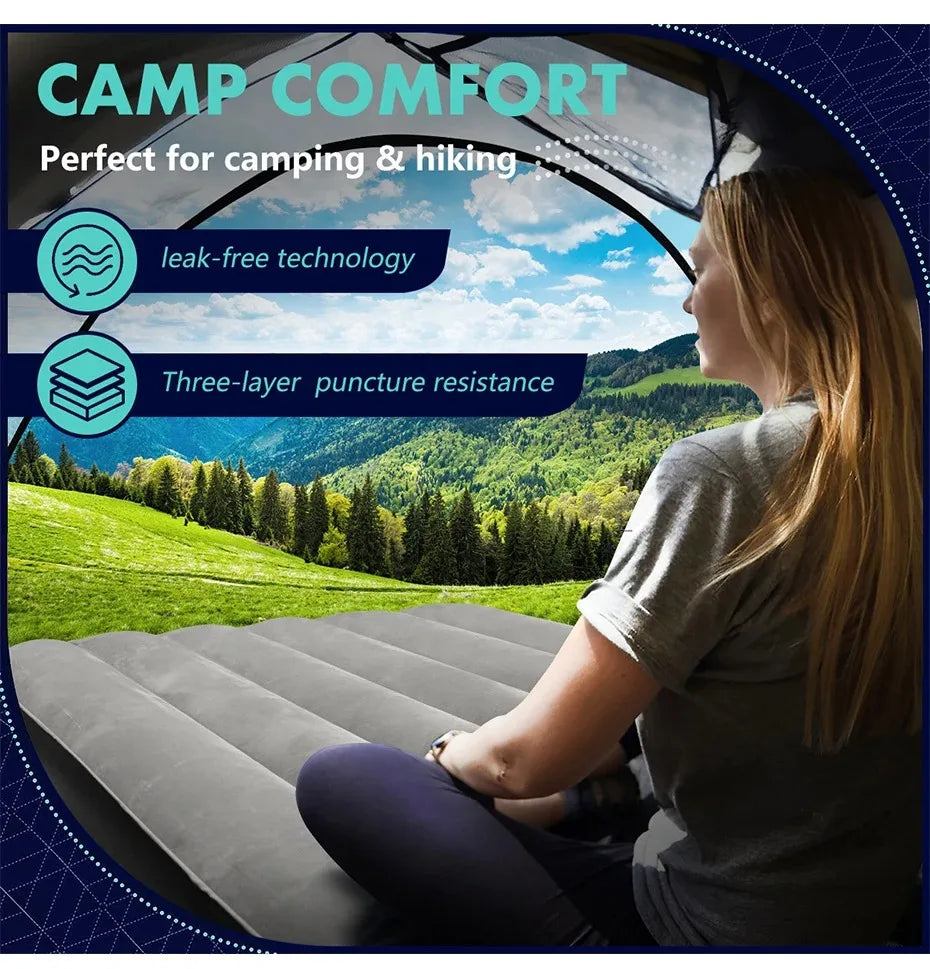 Indoor Inflatable Mattress Portable Foldable Storage 1-2 Person Air Cushion Bed For Family Camping Travel Floor Tent Thick Mat