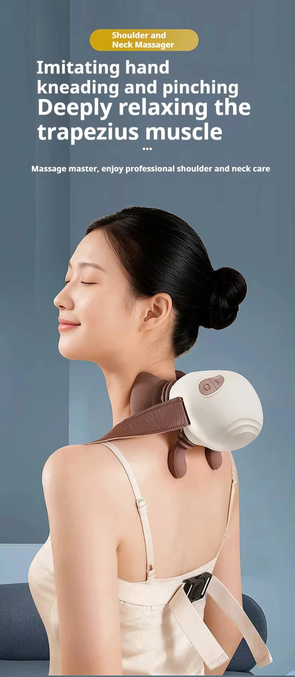 Neck Shoulder Massager Kneading Shiatsu Massager Shawl Kneading Spine Back Muscle Relaxer Trapezius Neck and Shoulder Massage