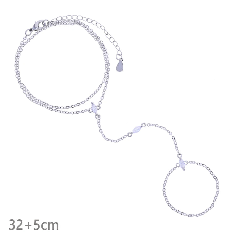 New Iced Out Oval CZ Choker Bracelet Silver Color Bling Lariat Long Bar Round Stone Long Tassel Bangle Women Jewelry
