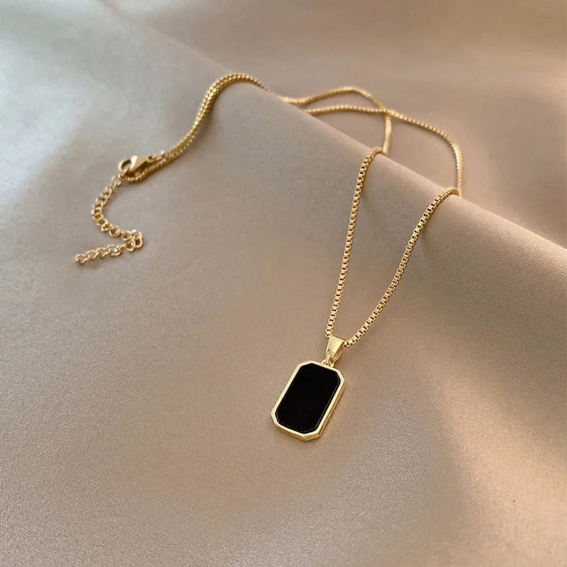 Simple Geometric Pendant Necklaces for Men Women Rectangle Stainless Steel Jewelry Cadenas Para Hombre Collares Para Mujer