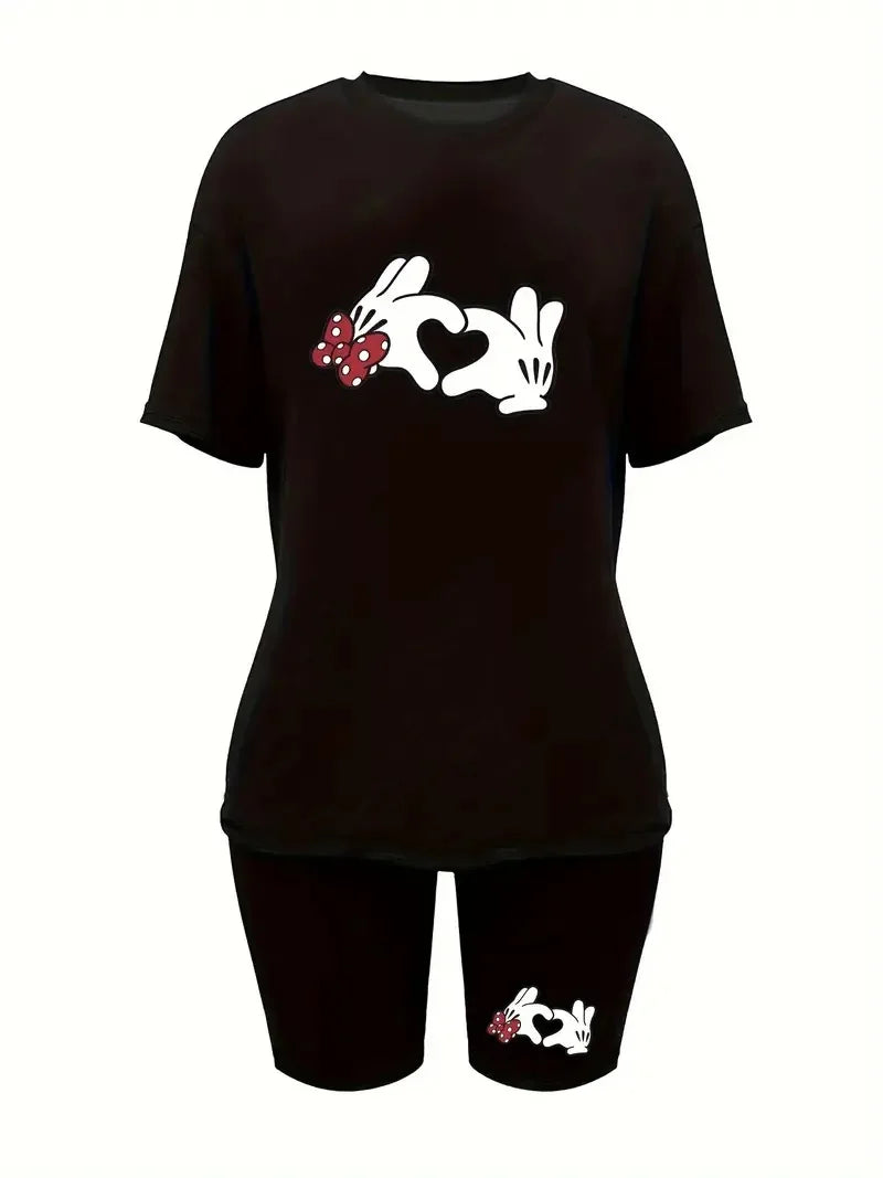 Plus size women's tops T-shirt and sports shorts suit, summer casual sports suit