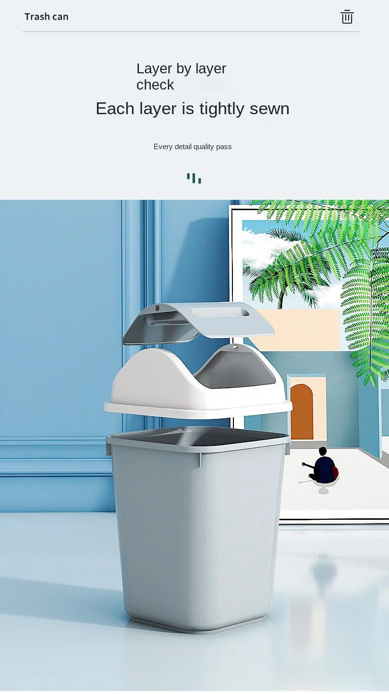 Trash can household bathroom toilet kitchen living room with cover bedroom large capacity shaking cover storage bucket