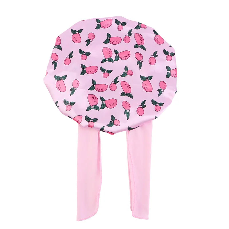 Adjustable Silky Satin Cap  Cartoon Baby Kids Print Satin Bonnet Sleep Hat Cap for Curly Hair