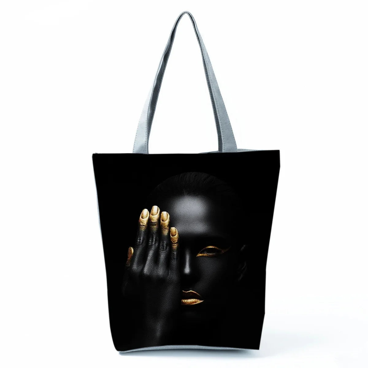 Fashionable Black Beauty Print Handbag Large Capacity Shoulder Bag Stylish Mystery Tote Bag for Women Versatile Polyester Bag