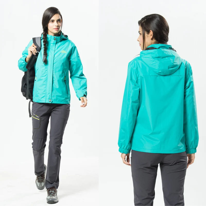 TRVLWEGO Women's Autumn Waterproof Rain Jacket Camping Lightweight Raincoat Hooded Hiking Jacket Softshell Windbreaker Coats