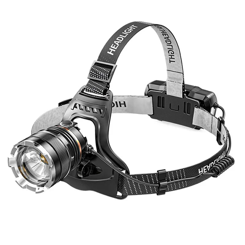 Ultra Bright White Laser LED Headlight Wave Sensing Zoom Flashlight Rechargeable Outdoor Night Fishing Head Mounted Headlight