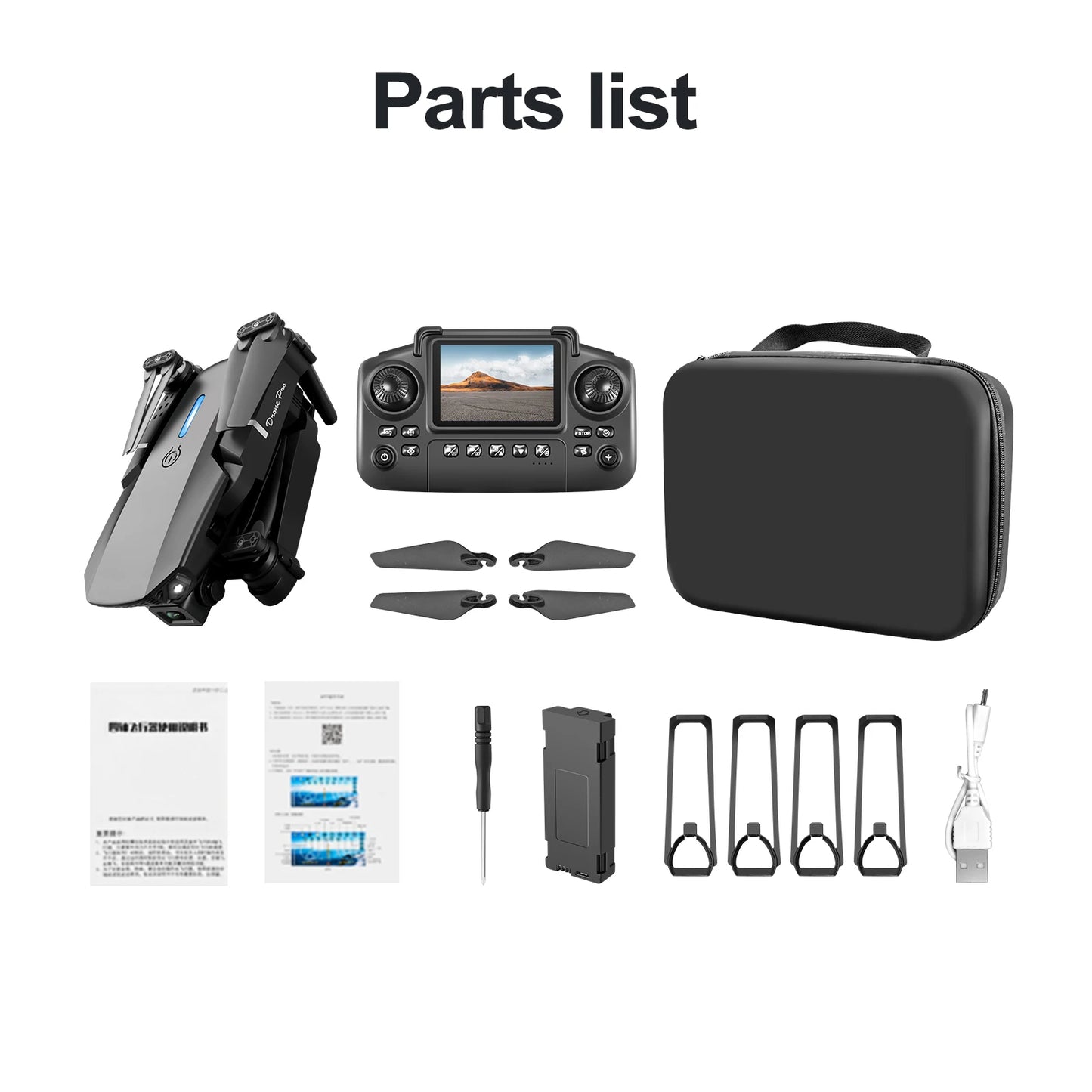 Newest E88 E99D Screen-controlled Lighting Mini Drone 4K 2 Camera Optical Flow Remote Control Aircraft Mavic Air 2