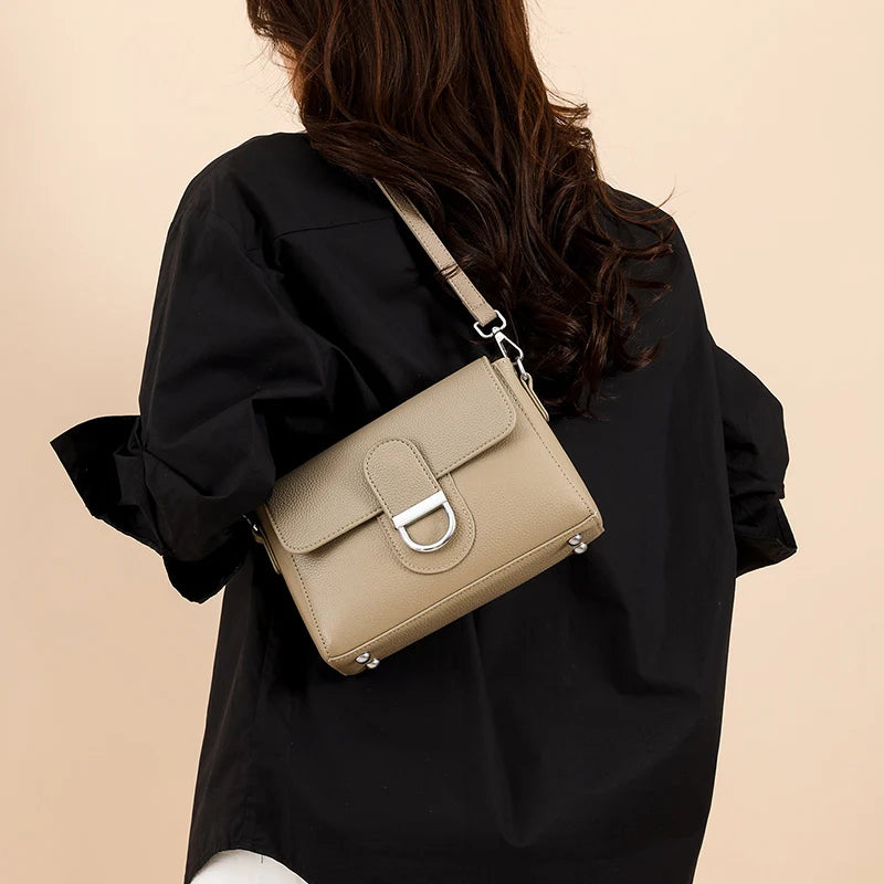 Luxury Brand Genuine Leather Handbag Women Fashion High Quality Solid color Cow Leather Shoulder Crossbody Bag Female Tote Bags