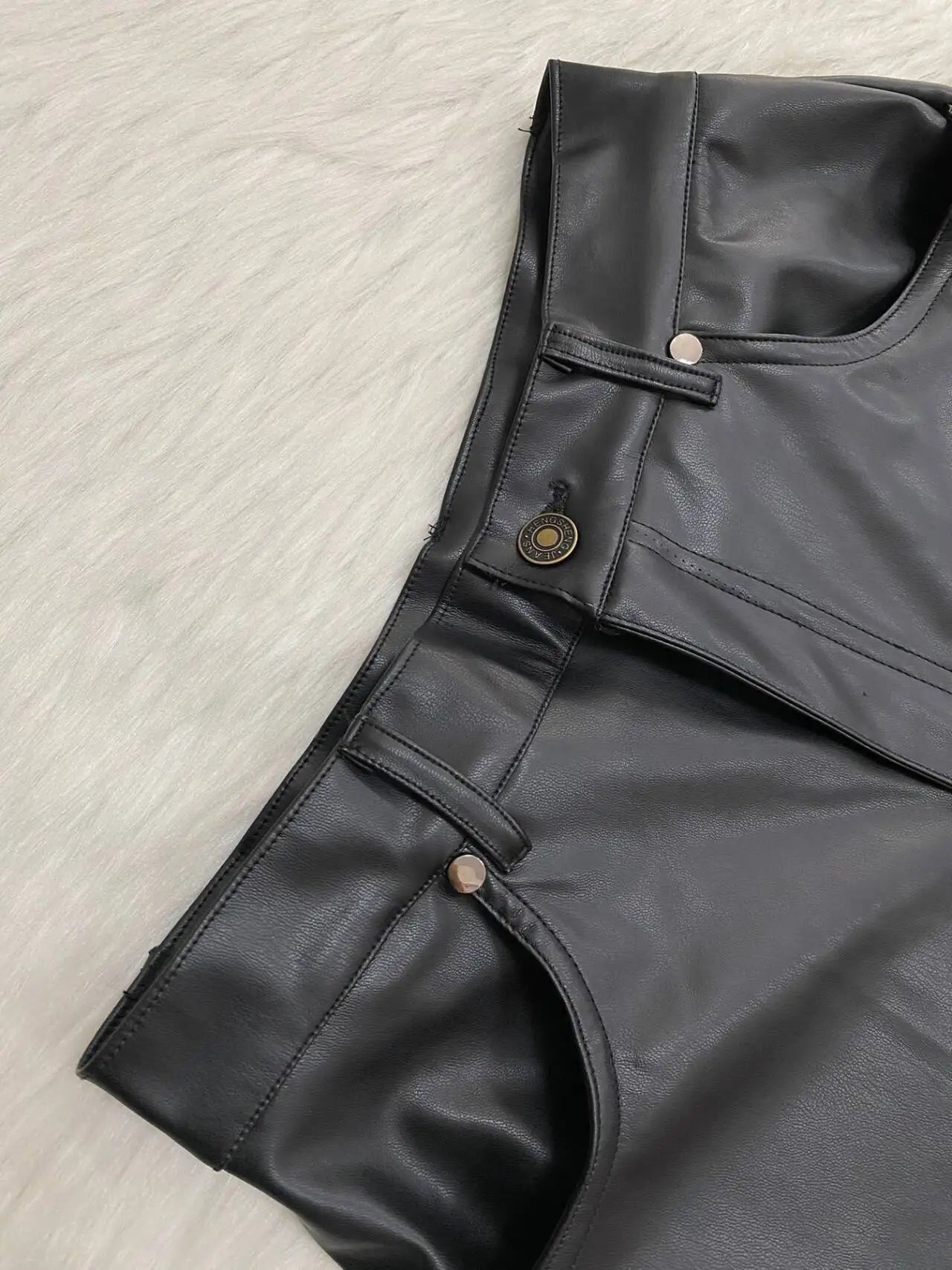 CM.YAYA Faux Leather Women's Set Single Breasted Jacket and Flare Pants Suit 2024 Fall Winter Two 2 Piece Sets Outfits Tracksuit
