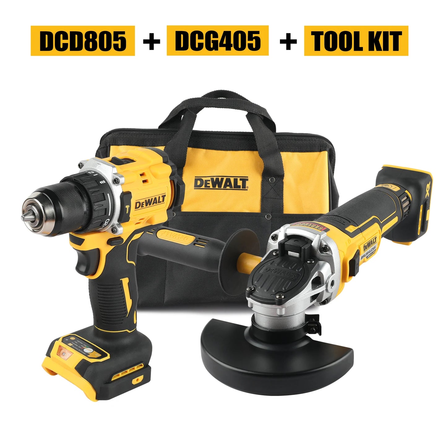 DeWalt impact drill drilelectric hand drill, Angle grinder polishing machine,DeWalt Bag combination Kit DCG405NT & DCD805