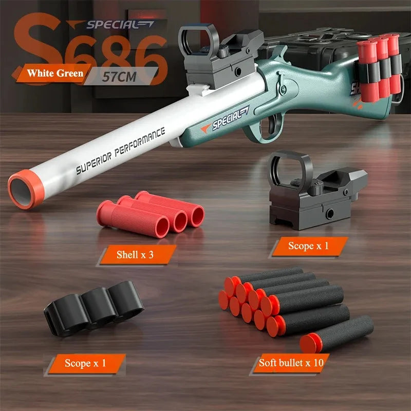 S686 Spray Shell Soft Bullet Gun Can Be Fired Toy Gun Manually Loaded Outdoor Sport CS Game Weapon for Children Boys Gift