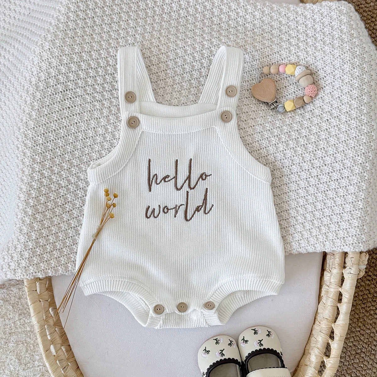 2025 Spring Newborn Baby Clothing Cotton English Embroidered Baby Jumpsuit