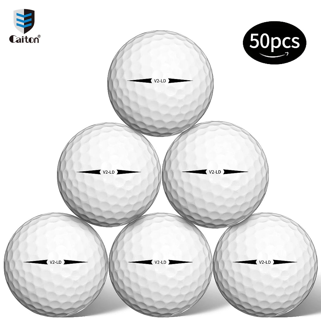 Caiton 50pcs 2-Layer Tournament Golf Balls, Soft Feel, Max Distance, Spin Control, Durable, Precision, Ideal for Training & Play