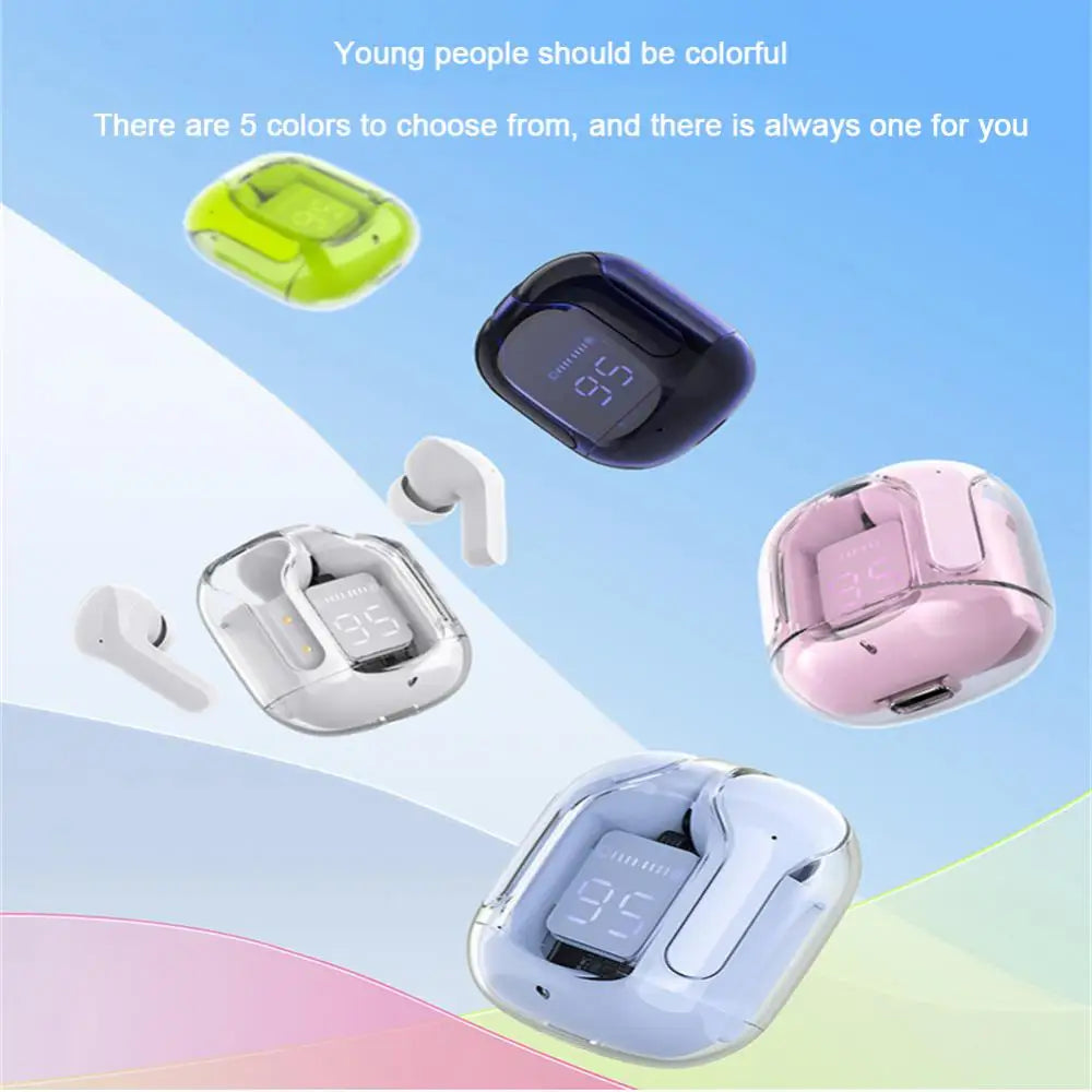 RYRA TWS Bluetooth 5.1 Earphones With Charging Box Wireless Headphone Stereo Sports Transparent Digital Display Earbuds Headsets