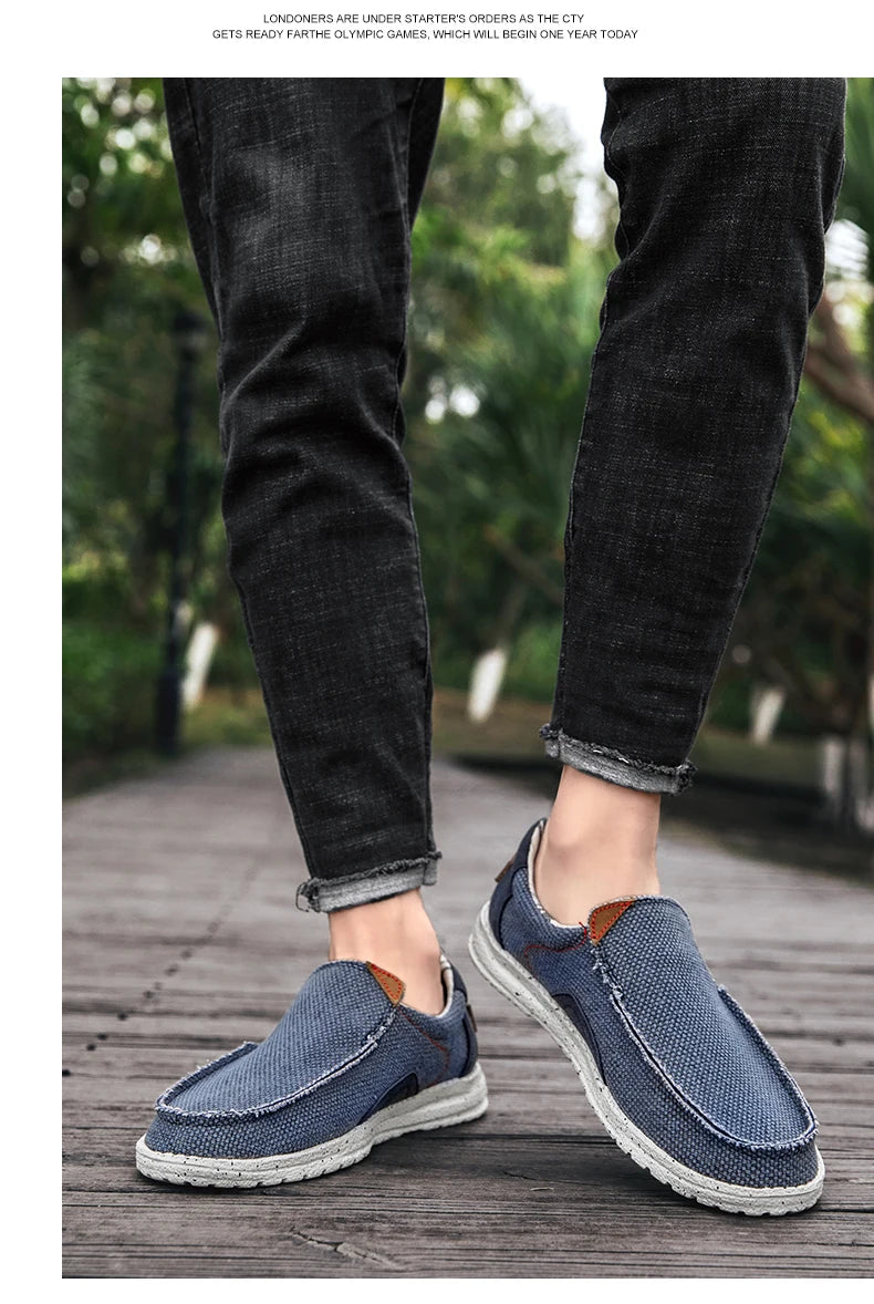 Men Canvas Shoes Slip On Loafers Summer Breathable Sneakers Men Comfty Casual Men Shoes Lightweight Flats Men Walking Zapatos