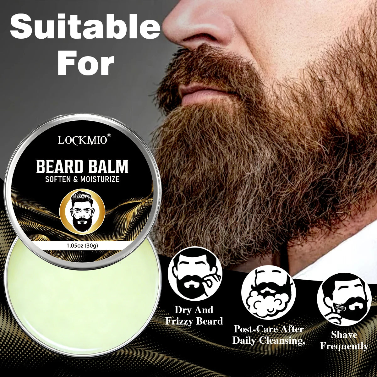 Valentine's Day Men Beard 4pcs Set for Boyfriend/Husband Moisturizing and Nourishing Facial Hair Growth Oil Mustache Styling Wax