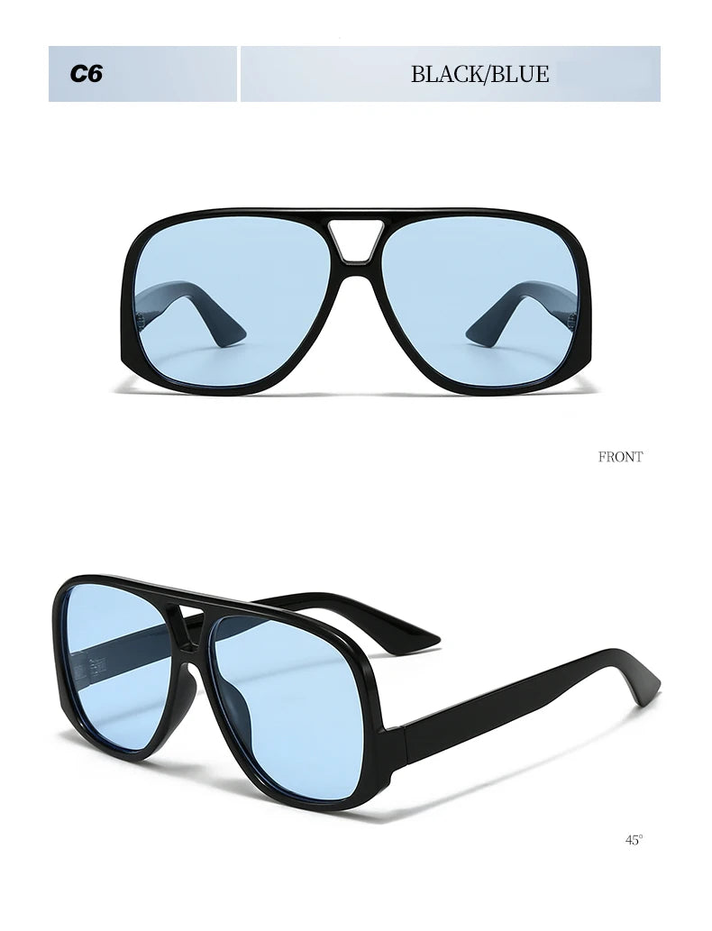 Hiking Camping Oversized Women Double Bridges Anti Light Glasses Fashion Outdoor Driving Eyeglasses Beach Travel UV400 Shades