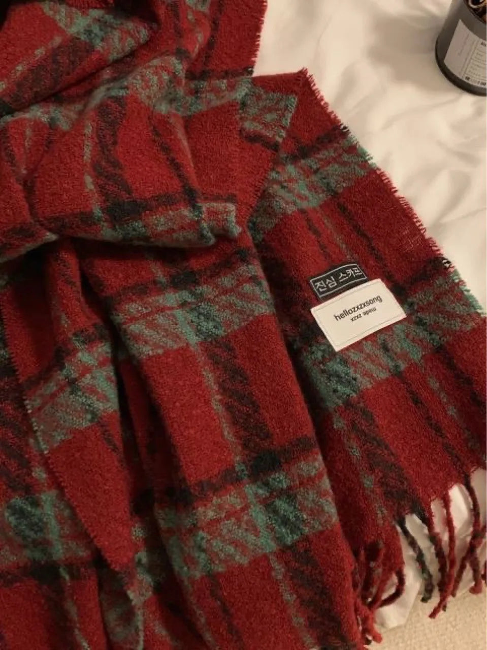 Autumn New Korean Style Warm Scarf Woman Plaid Elegant Shawl Girl Holiday Party Red Casual Preppy Winter Scarf