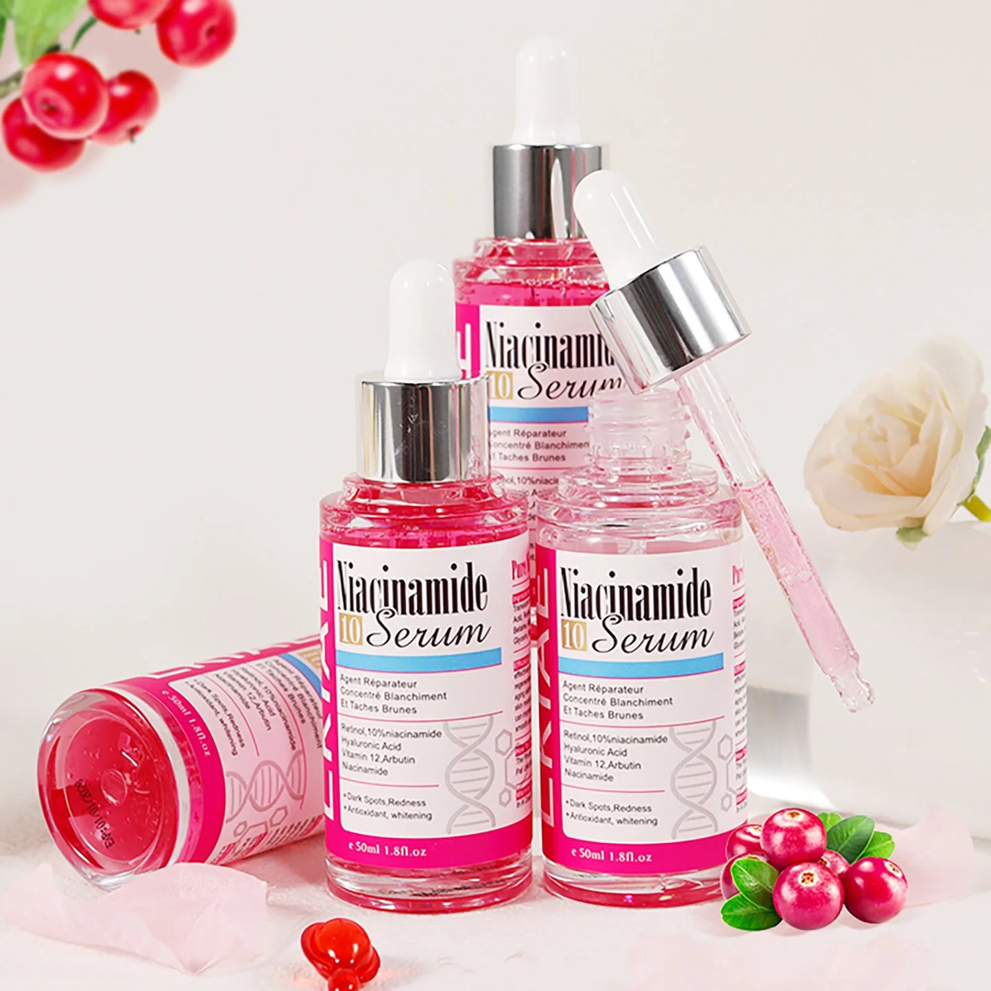 LKIAE Nicotinamide Whitening Essence, Anti-Aging, Reduce Freckles, With Hyaluronic Acid, Moisturizing Serum For Face And Body
