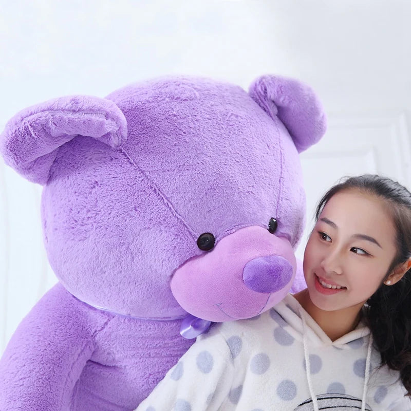 60-120cm New Giant Purple Bear Plush Toys Hug Figurine Ribbon Dolls Valentine's Day Birthday Gift for Girlfriend