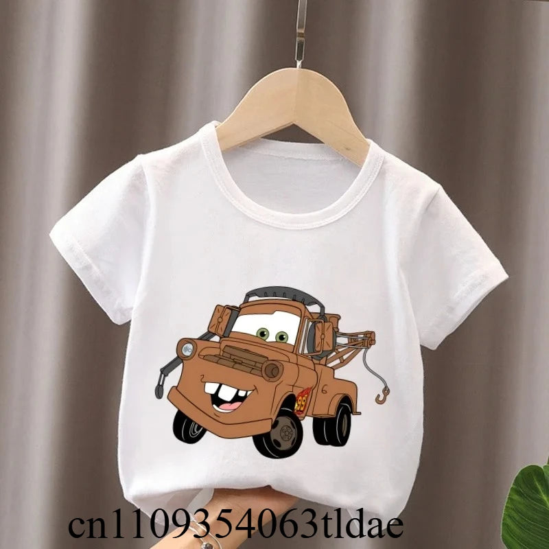 Hot Sale Car Pixar Lightning McQueen Print Cute Kids T-Shirts Girls Clothes Baby Boys Short Sleeve T Shirt Summer Children Tops