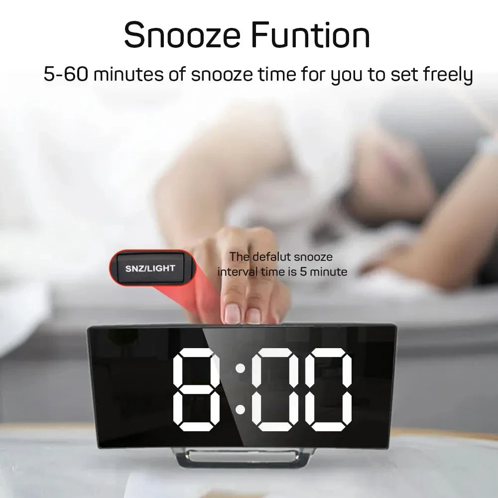 LED Digital Electronic Clock Backlight Large Number Alarm Clock Temperature Calendar Bedside Table Nightlight Home Decoration
