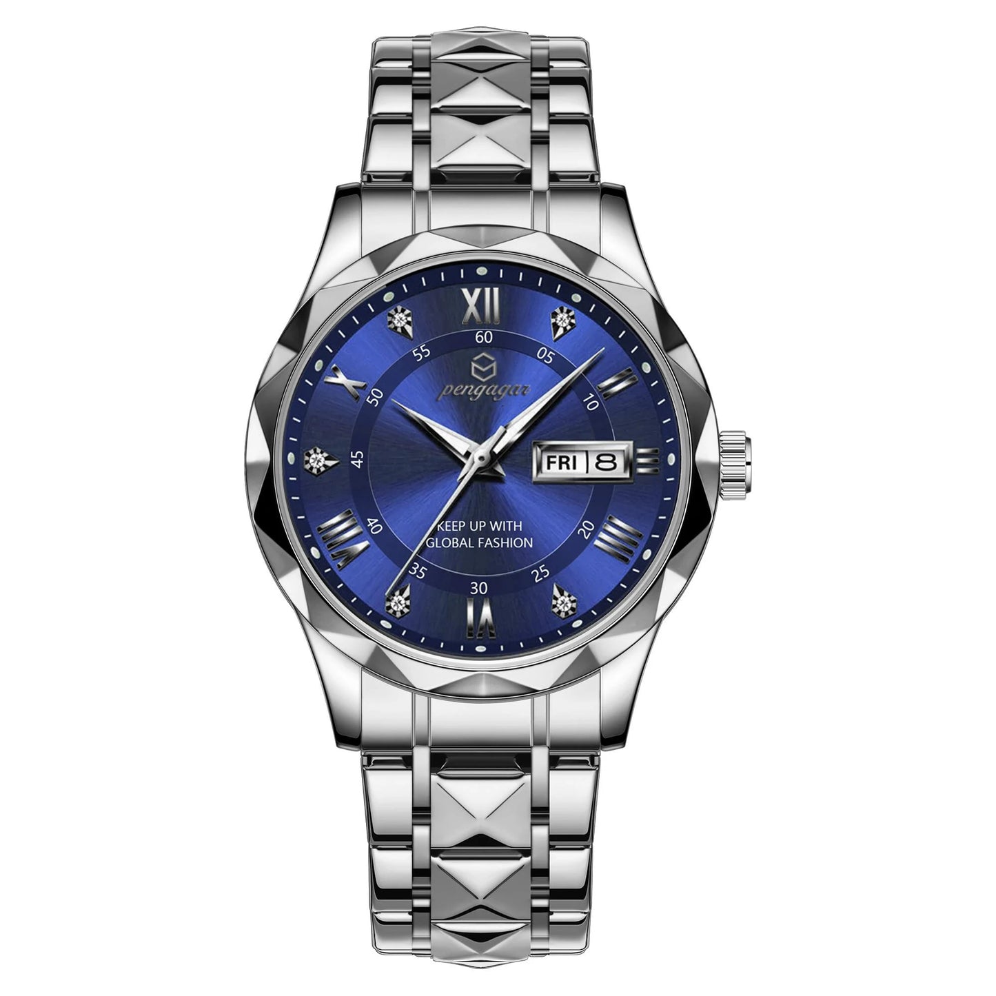 PENGAGAR Luxury Square Sport Man Wristwatch Waterproof Luminous Chronograph Quartz Men's Watches Stainless Steel Men Watch Reloj